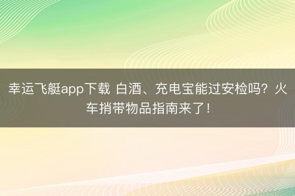 幸运飞艇app下载 白酒、充电宝能过安检吗？火车捎带物品指南来了！