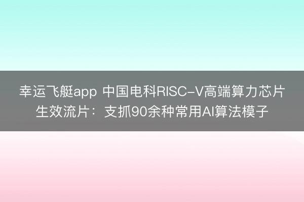 幸运飞艇app 中国电科RISC-V高端算力芯片生效流片:支抓90余种常用AI算法模子