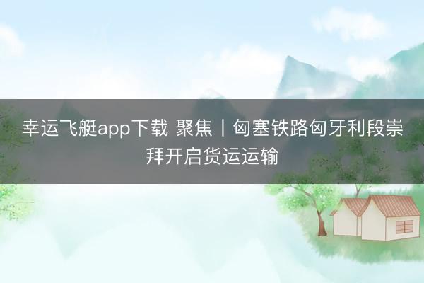 幸运飞艇app下载 聚焦丨匈塞铁路匈牙利段崇拜开启货运运输